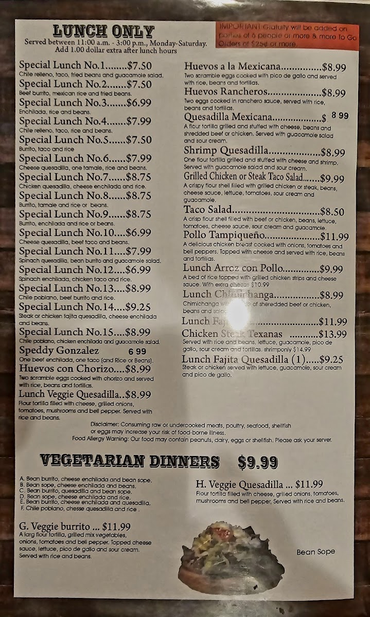 Menu El Mezcal Mexican Restaurant - Bartlett-1