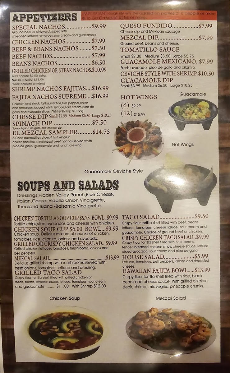 Menu El Mezcal Mexican Restaurant - Bartlett-2