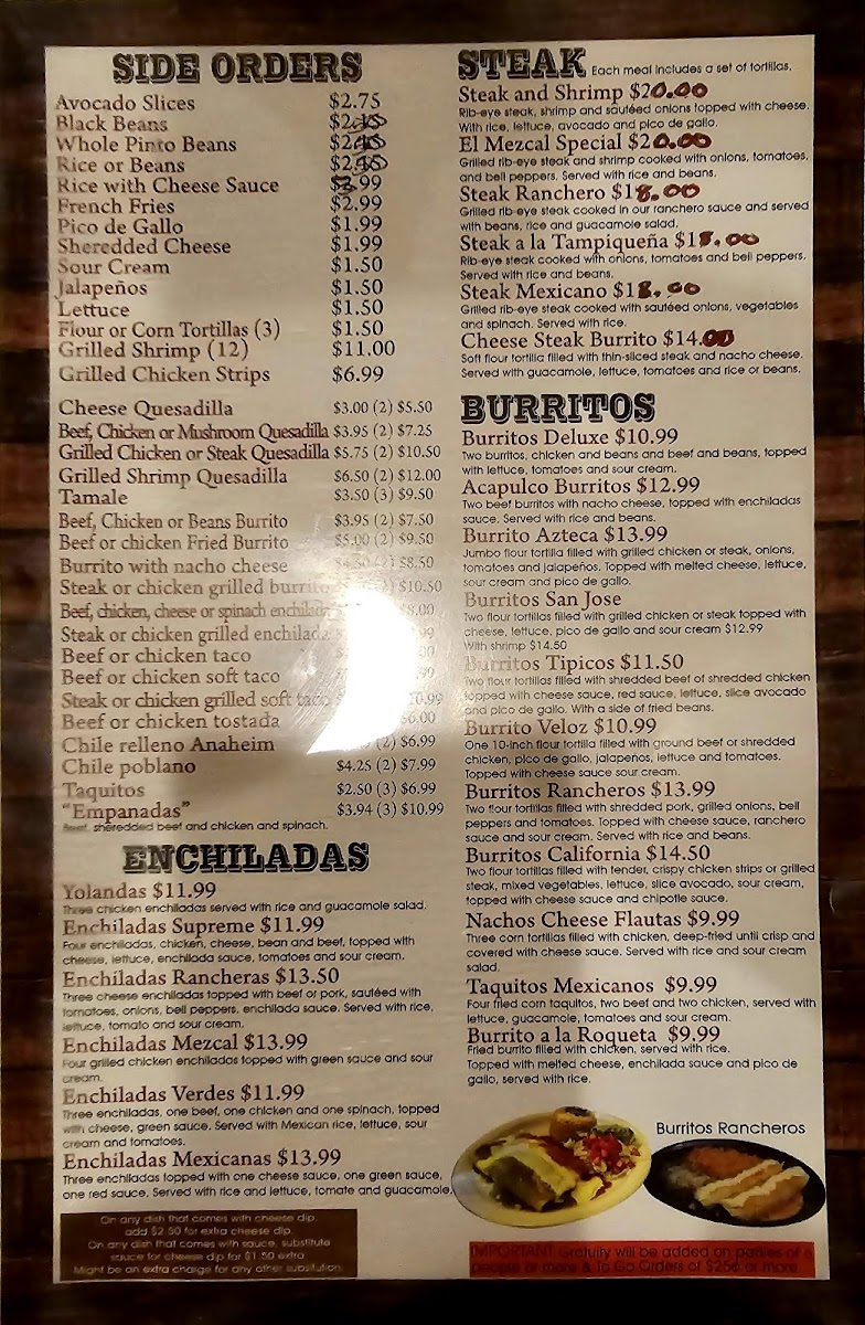 Menu El Mezcal Mexican Restaurant - Bartlett-4
