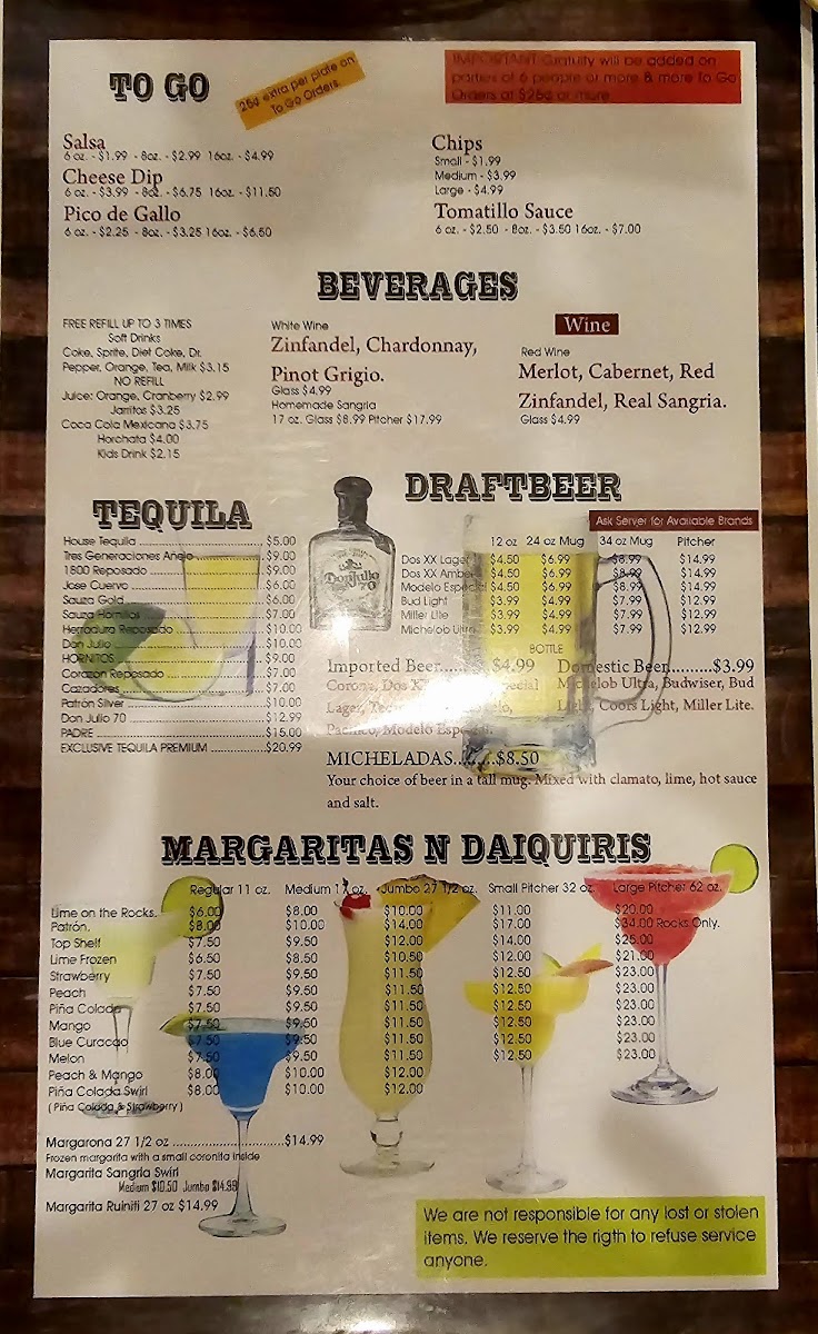 Menu El Mezcal Mexican Restaurant - Bartlett-6